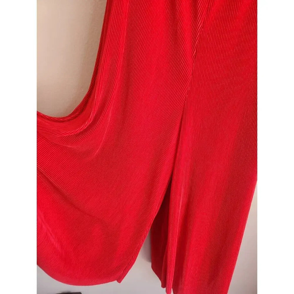 NWD By Anthropologie Plisse Pleated Open Back Halter Jumpsuit Size 6 Red 9C407 - Picture 5 of 14